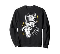Musik - Sassofonista con gatto che suona il sassofonista Felpa