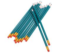 MUSISALY 12 Pezzi Matita Cancellabile con Gomma, Matita da Scrittura Esagonale in Legno e Plastica, Punta Rigida, Verde, Pretemperata, per Correzione Testi e Scanner, per Insegnanti