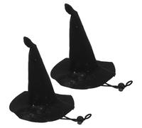 MUSISALY 2 Pezzi Cappelli da Strega Mini Non Tessuto Nero per Animali Domestici e Bambole, Accessori Decorativi per Feste di Halloween e Travestimenti