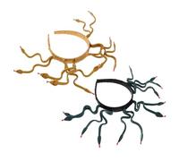 MUSISALY 2 Pezzi Fascia Capelli Medusa con Serpente per Donna Copricapo Egizio Re in Plastica e Vinile Accessorio Cosplay Halloween Tonalità Verde Scuro e Oro Antico Design Resistente e