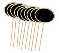 MUSISALY 20 Pezzi Lavagnette Ovali in Legno Nero, Mini Etichette Creative Portatili per Messaggi, Decorazioni per Feste e Segnaposto e Giardino