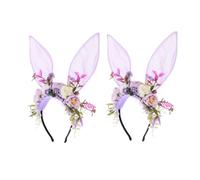 MUSISALY 2pezzi Cercehietto Orecchie Da Coniglio e Copricapo Floreale Corona Floreale Da Coniglio Copricapo Fata Fiori Finti Flocati