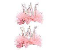 MUSISALY 2pezzi Diademi in Rete Con Coroncina in Diamante Per Bambine Accessori Per Eleganti Chic Rosa