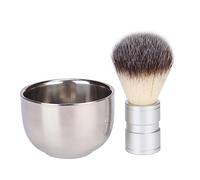 MUSISALY 2pezzi Spazzola per Pulizia della Barba da Uomo di Nylon e Ciotola in Metallo Kit per Pulizia della Barba Realizzato in Materiale Resistente