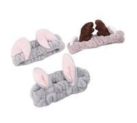 MUSISALY 3pezzi Fasce Per Peluche Con Fiocco Da Orecchie Di Coniglio Corna Di Cervo Orecchie Di Gatto Per Donne e Ragazze Per Trucco Spa e Lavaggio Del Viso