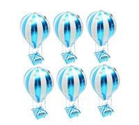 MUSISALY 6 Pezzi Palloncini in Alluminio Mongolfiera 4d Blu Decorazione per Festa di Compleanno Arredamento Festa Tema Eventi
