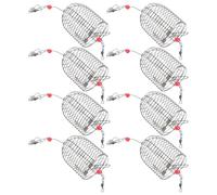 MUSISALY 8 Pezzi Trappola Pesca Acciaio Cestini Esche Rosso Grande Cattura Anguille Granchi Gamberetti Portatile 8pcs Alto 6 cm