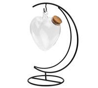 MUSISALY Bottiglia di Vetro a Forma di Cuore Supporto in Ferro e Stella Origami, Contenitore Decorativo per Addobbi Natalizi e Feste