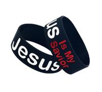MUSISALY Bracciale in Silicone Nero 2 Pezzi Frase Religiosa Gesù Mio Redentore, Leggero e Portatile per Eventi Studenteschi e Uso Quotidiano
