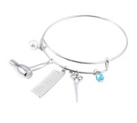 MUSISALY Bracciale Rigido Donna in Lega Ciondoli Asciugacapelli | Forbici e Pettine Inclusi, Argento Lucido, per Hairstylist e Studenti di Estetica, Stile Chic Elegante