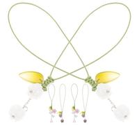 MUSISALY Catena Decorativa Smartphone con Ciondolo Fiore in Cera e Vetro, 6 Pezzi, Portachiavi Facili da Installare per Uso Quotidiano
