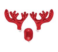 MUSISALY Decorazione Natalizia in Plastico e Tessuto, Effetto Accattivante e Resistente Corna da Renna Rosse per Natale e Ogni Occasione per Auto per Finestrini Auto