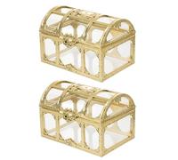 MUSISALY Forziere dei Pirati Trasparente in Plastica Set da 2 Scatole Porta Gioielli Cristallo Organizer Portagioie per Matrimoni e Ricordi