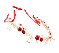 MUSISALY Ghirlanda Da Sposa Fiori Scarlatti e Perle Accessori Per Capelli Da Matrimonio e Party Realizzata in Materiale Di Lucentezza Brillante