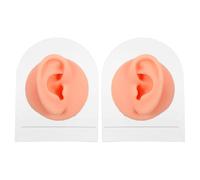 MUSISALY Orecchio Silicone Realistico per Pratica Piercing Sinistro e Destro con Base Trasparente per Esposizione Gioielli e Didattica Anatomica