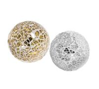 MUSISALY Palline Decorative in Vetro Mosaico 6 Cm, Set 2 Pezzi Oro e Argento, Sfere Rotonde Artigianali per Centrotavola e Decorazioni Casa, Rifrazione Luminosa Elegante