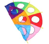 MUSISALY Paracadute Arcobaleno da Gioco con 9 Fori per Gioco Cooperativo dell’Asilo per Allenamento Sensoriale all’Aperto per attività di Gruppo e Sviluppo Motorio