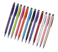 MUSISALY Penna Touch Capacitiva 2 in 1 in Alluminio, Sottile e Pratica, 12 Pezzi per Smartphone e Tablet, per Appunti e Uso in Ufficio Colore Casuale