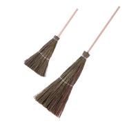 MUSISALY Scopa Decorativa Mini a Mano in Legno e Paglia Intrecciata Set da 2 Pezzi Grande e Piccolo Accessori per Casa delle Bambole Decorazione Scenica e Giocattolo per