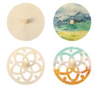 MUSISALY Set 20 Pezzi Trottole in Legno da Dipingere, Giroscopio Fai da Te Manico in Plastica, Gioco Creativo Educativo per Sviluppo Motorio e Coordinazione Occhio-mano Colore Casuale