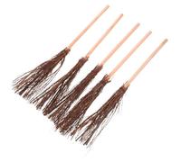 MUSISALY Set 5 Mini Scope Corte in Legno Fatte a Mano 30 Cm, Scopa Giocattolo Decorativa per Casa delle Bambole e Fai da Te, Accessori di Pulizia in Miniatura per Micro Paesaggi