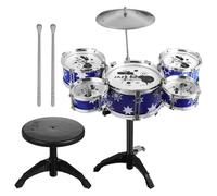 MUSISALY Set Batteria Giocattolo per Bambini 3-5 Anni Sgabello, Tamburi e Piatto, Strumento Musicale Educativo per Primi Approcci alla Musica e Coordinazione, Kit per Percussioni Bambini