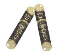 MUSISALY Set da 2 Porta Mezuzah A Tema Gerusalemme con Pergamena Decorazione Tradizionale Ebraica Casa Ornamento Vintage con Stella di David Decorazione Religiosa per Porta da Parete