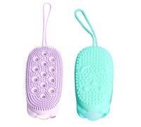 MUSISALY Spazzola Da Bagno in Gel Di Silice e Spugna 2 Pezzi Massaggio Esfoliante Per Pelle Sensibile e Corpo, Spugna Doccia Ricche Bolle Per Uso Quotidiano