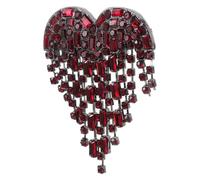 MUSISALY Spilla a Forma di Cuore Vintage con Cristalli e Pendente a Nappa Rossa, Elegante Gioiello da Donna per Occasioni Speciali e Serate di Gala