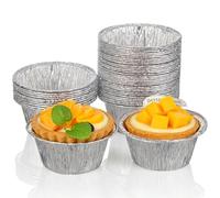 MUSISALY Stampi Monouso in Alluminio Argento per Muffin e Crostate 110ml, 100 Pezzi Presa Robusta e Riscaldamento Uniforme per Cottura e Broiling