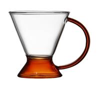 MUSISALY Tazza da Caffè in Vetro Manico Ambra 200ml, Pratica dal Design Semplice, per Tè, Dessert e Bevande Calde