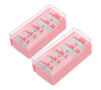 MUSISALY Temperamatite Manuale per Trucco a 5 Fori con Coperchio Rosa, Set 2 Pezzi, Temperino Multi-misura per Sopracciglia, Eyeliner e Labbra, Affilatura Precisa e Portatile per Uso