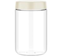 Musiwanna Barattoli di vetro per avena con coperchio, vaso per avena durante la notte, 600 ml, vasetti riutilizzabili per yogurt, barattoli in vetro borosilicato a tenuta stagna (coperchio bianco)