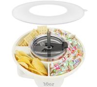 Musiwanna Vassoio per snack con coperchio per Stanley Cup 887 ml, solo per 850,5 g, ciotola per snack compatibile con bicchiere da 30 once, supporto per snack in silicone con 3 scomparti, piatto per