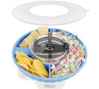 Musiwanna Vassoio per snack con coperchio per Stanley Cup 887 ml, solo per 850,5 g, piatto snack compatibile con bicchiere da 850,5 g, ciotola in silicone con 3 scomparti, anello superiore per snack