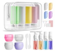 Muslish Confezione da 21 bottiglie da viaggio per articoli da toeletta, a prova di perdite, in silicone, conformi alla TSA, contenitori da viaggio per shampoo e balsamo, senza BPA, con borsa da
