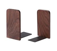 Muso Wood Fermalibri in legno, 1 paio, fermalibri decorativi per scaffali, robusto fermalibri per regalo/casa/ufficio/scuola, 13 x 10,8 x 8 cm (legno di noce)
