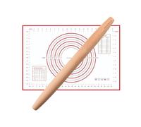 Muso Wood Mattarello - Mattarello francese per cottura - Mattarello Rolling Pin con tappetino in silicone (40 cm - legno di faggio)