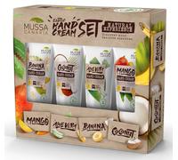 Mussa Canaria Set di creme per le mani naturali - Mango, Aloe Vera, Banana e Cocco - Formato da viaggio 4 x 40 ml