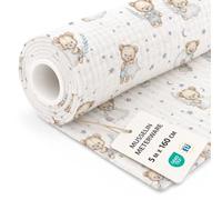 Mussola di Cotone al Metro Tessuto Mussolina Leggero per Cucito | Stoffa morbida per Cucire Copertina Runner Tavolo Abito Estivo Bimbi Accessori Oeko Tex 5 M x 160 cm Sogni d'orsetto