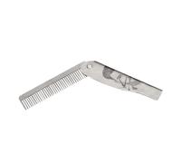 Mustache Combs, Beard Brush, Grooming Tool, Foldable Stainless-Steel Design, Portable Travel Use, Ideal for Men Dad Husband Styling, 6,5 x 0,87 Inches, Silver, Black Color, 1 pezzo