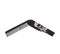Mustache Combs, Beard Brush, Grooming Tool, Foldable Stainless-Steel Design, Portable Travel Use, Ideal for Men Dad Husband Styling, 6,5 x 0,87 Inches, Silver, Black Color, 1 pezzo