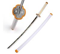 Mustachi Katana Giapponese in Legno Nichirin Zenitsu Agatsuma Anime Demon Slayer replica Cosplay Spada Samurai Sciabola di Legno