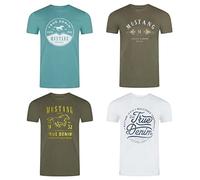 Mustang Maglietta da Uomo, Confezione da 4 Pezzi, con Stampa Frontale, Scollo Rotondo, a Maniche Corte, vestibilità Normale, 100% Cotone, Mix di Colori (P26), XL