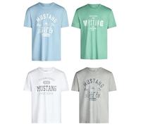 Mustang Maglietta da Uomo, Confezione da 4 Pezzi, con Stampa Frontale, Scollo Rotondo, a Maniche Corte, vestibilità Normale, 100% Cotone, Mix di Colori (P22), XXXL