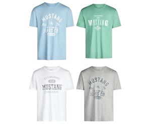 Mustang Maglietta da Uomo, Confezione da 4 Pezzi, con Stampa Frontale, Scollo Rotondo, a Maniche Corte, vestibilità Normale, 100% Cotone, Mix di Colori (P22), XXXL