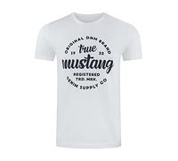 MUSTANG Maglietta da uomo, vestibilità regolare, girocollo, a maniche corte, estiva, con logo stampato in cotone, nero, bianco, blu, grigio, verde, S, M, L, XL, 2XL, 3XL, 4XL, 5XL, 6XL, General White