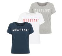 MUSTANG Maglietta Donna 3 Pezzi - Alma, Cotone, Collo Rotondo, Logo