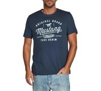 MUSTANG Maglietta estiva da uomo, vestibilità normale, girocollo, maniche corte, con logo, in cotone, nero, bianco, blu, grigio, verde, taglie S, M, L, XL, XXL, 3XL, 4XL, 5XL, 6XL