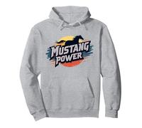 Mustang Power School Spirit Retro Sunset Stampede Rally Felpa con Cappuccio, Unisex per Adulti, Grigio Melange, S